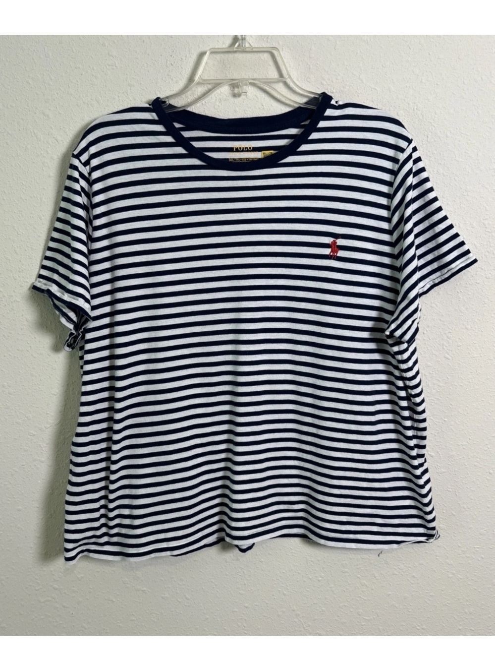 Polo Ralph Lauren Women’s 2XL Striped T-Shirt Navy White Cotton Embroidered Pony